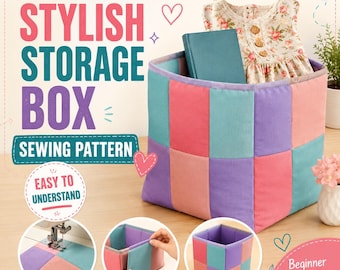 Patchwork Storage Basket Sewing Pattern | Quilted Fabric Bin PDF (Digital Download)