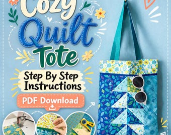 Naaipatroon gewatteerde draagtas pdf | Moderne patchwork-tas van 12 x 15 inch | Quiltblokpatroon voor beginners | De zonovergoten draagtas