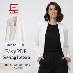 Damesblazer – doe-het-zelfblazer, jack met knopen, naaipatroon dames (XS-4XL)