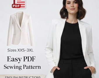 Damesblazer – doe-het-zelfblazer, jack met knopen, naaipatroon dames (XS-4XL)