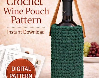 Patroon gehaakt wijnzakje, boho-draagtas voor flessen (digitale pdf)