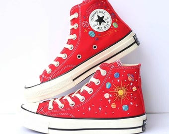 Planets & Stars Sneakers: Custom Embroidered Converse High Tops