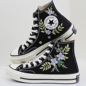 Custom Embroidered Converse Chuck Taylor 1970s: Floral Wedding Sneakers