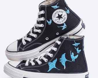 Manta Ray Embroidered Converse Chuck Taylor Sneakers: Halloween Shoes