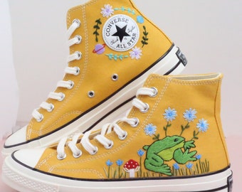 Embroidered Frog Converse Chuck Taylor: Custom Mushroom Sneakers