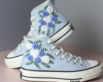 Custom Embroidered Converse Sneakers: Bridal Floral Wedding Shoes