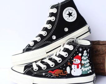 Embroidered Converse Sneakers As Christmas Gifts, Santa Claus, Reindeer, Snowflakes