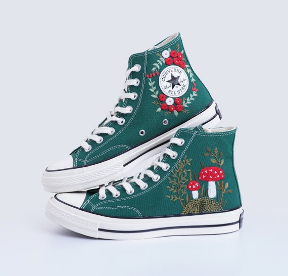 Custom Converse Chuck Taylor 1970s Mushrooms Embroidered Converse Shoes mushrooms Embroidered Converse Custom mushrooms Embroidered Sneakers Etsy