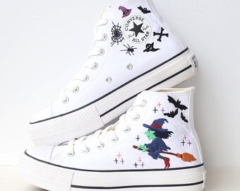 Custom Embroidered Converse Sneakers: Witch, Ghost, Halloween Shoes