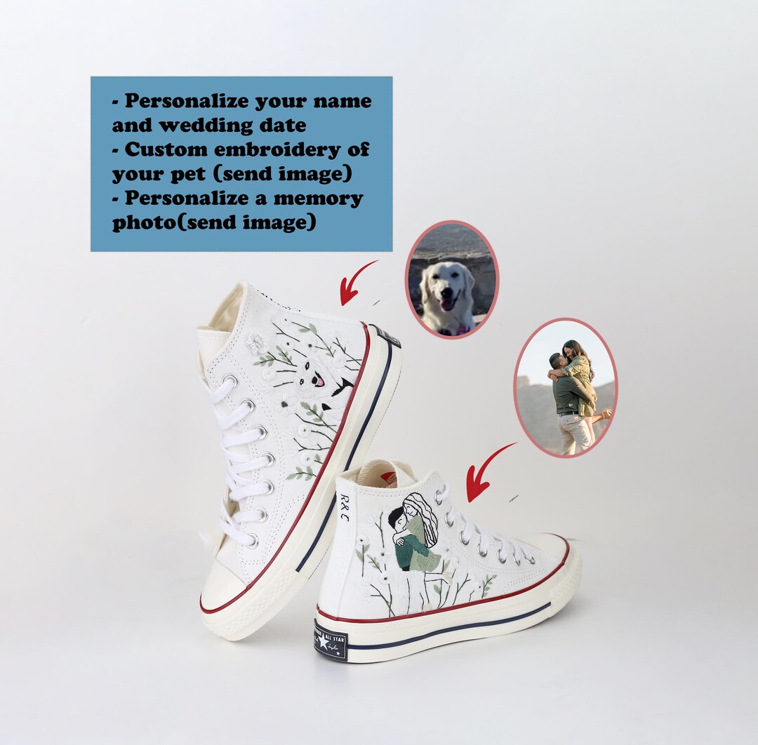 Custom Embroidered Converse Sneakers: Personalized Photo Pet