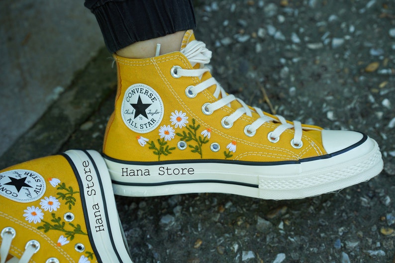 Custom Embroidery Converse Sneakers: Hand-stitched Floral High Tops - Etsy