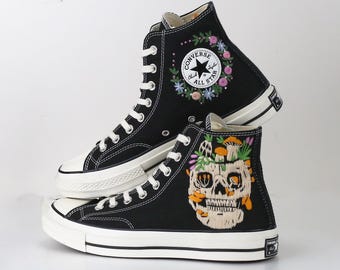 Sugar Skull Embroidered Converse: Custom Hand-Embroidered Sneakers