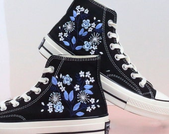 Embroidered Converse High Tops: Custom Floral Sneakers