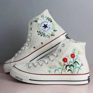 Custom Embroidered Flower Converse High Tops: Personalized Sneakers