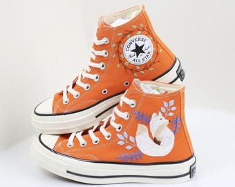 Bestickter Converse Chuck Taylor 1970er Jahre, Custom Fox Sneakers, personalisiertes Geschenk