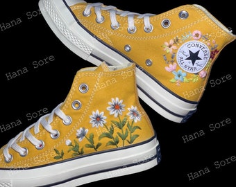 Embroidered Converse High Tops: Custom Floral Sneakers
