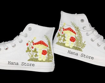 Mushroom Embroidered Converse Sneakers: Custom Chuck Taylor Gift