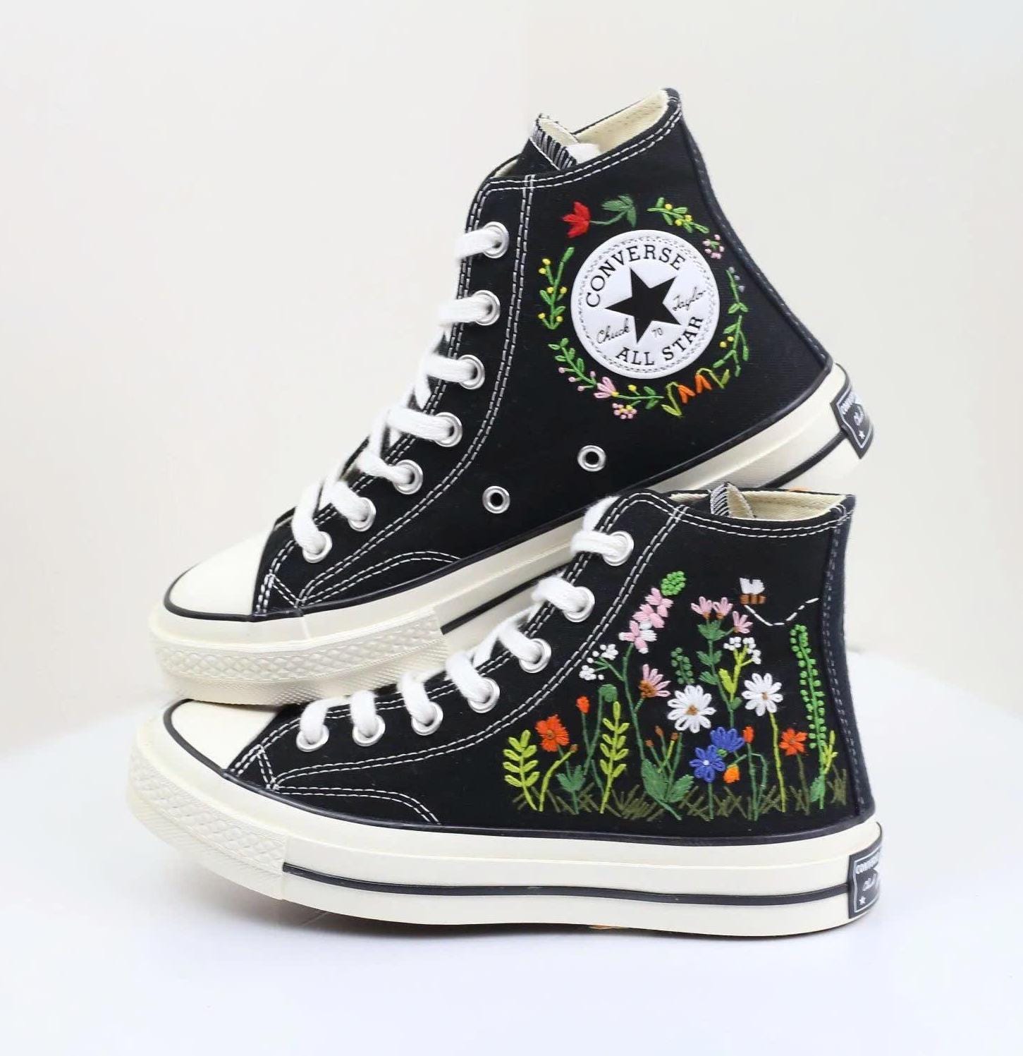 Embroidered Converse Chuck Taylor 1970s: Custom Floral Sneakers - Etsy