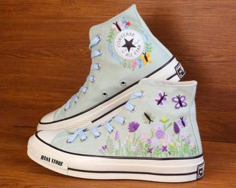 Custom Embroidered Converse Chuck Taylor 1970s: Flower Butterfly Sneakers