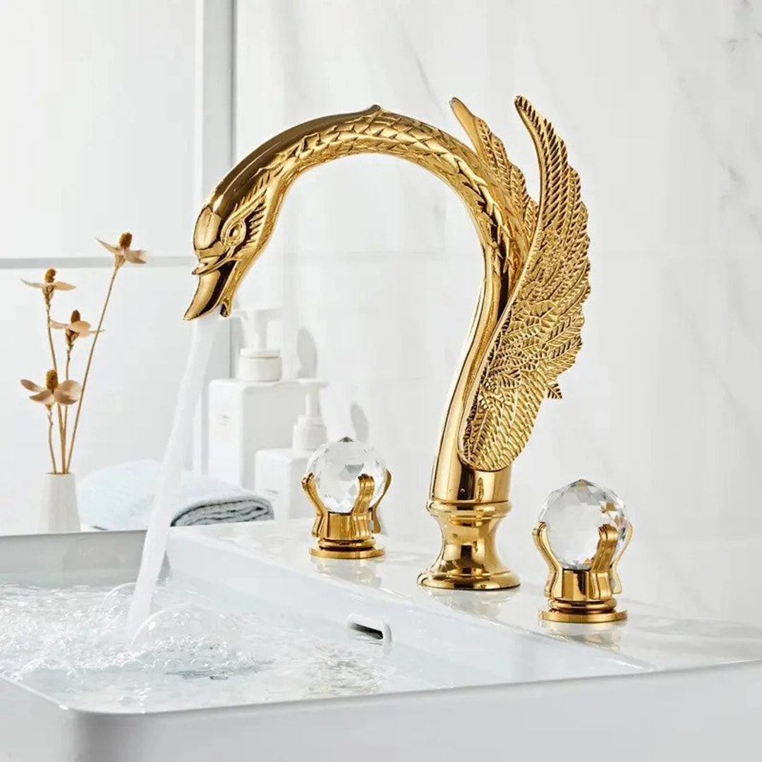 Swan Bathroom Faucet 3 Hole Set for Sink Etsy