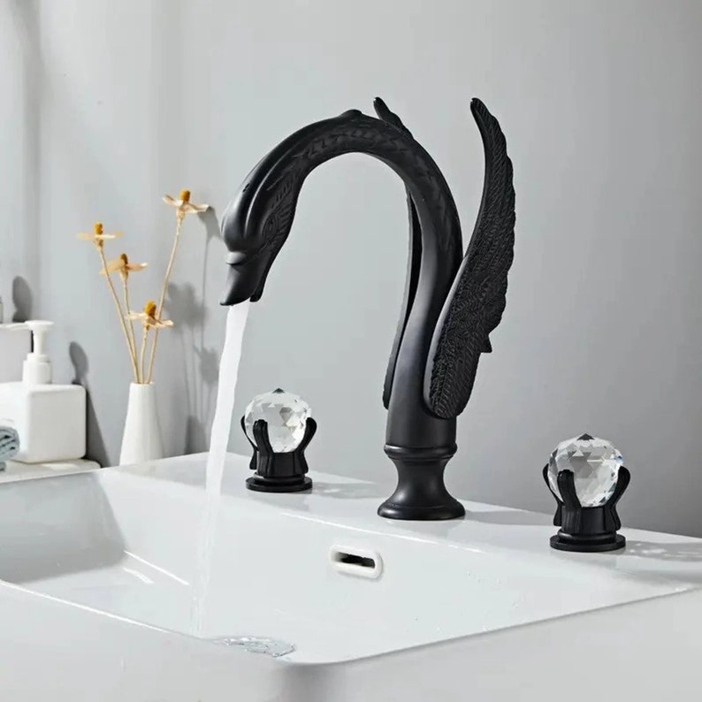 Swan Bathroom Faucet 3 Hole Set for Sink Etsy