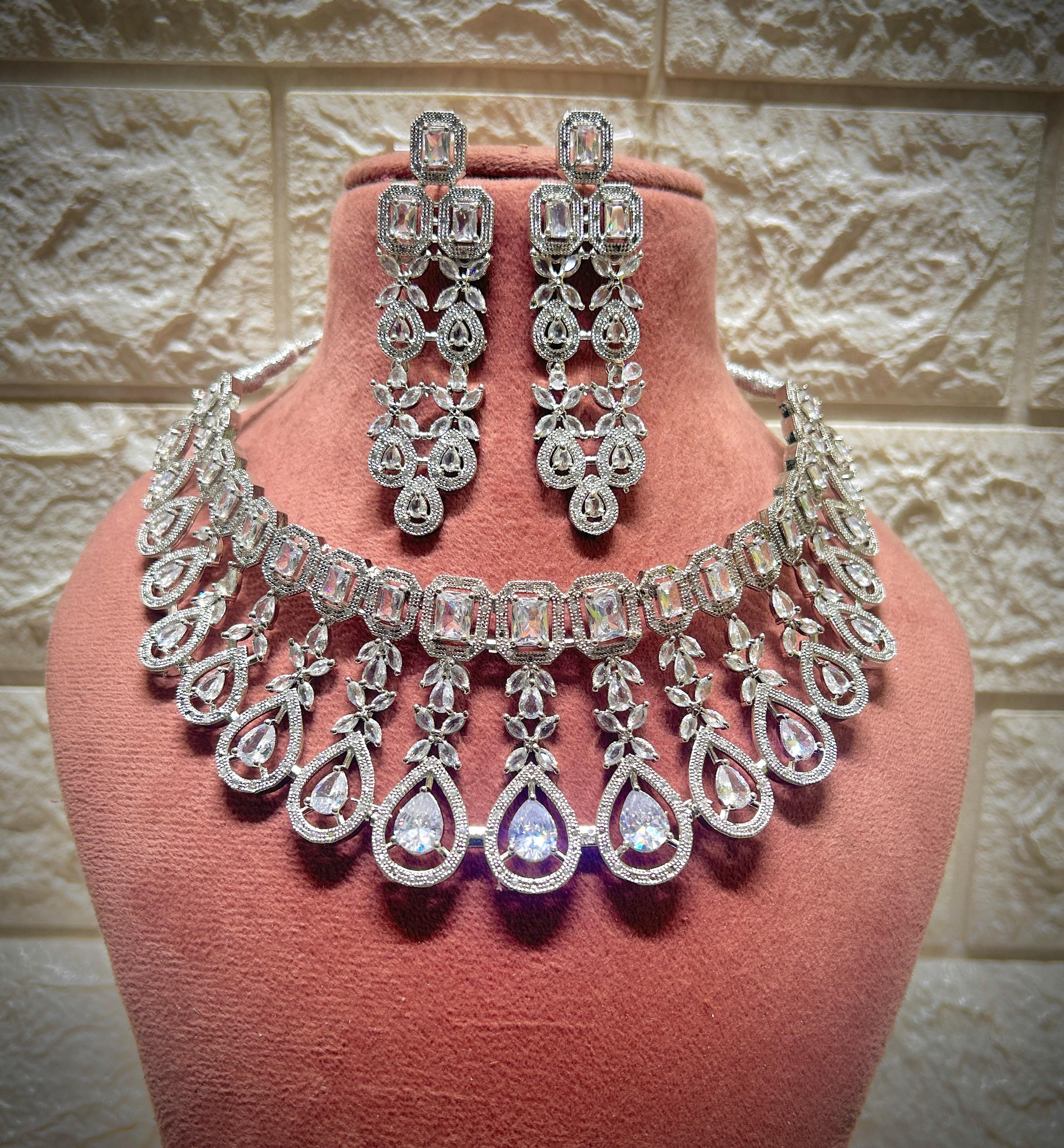 American Diamond Necklace Set / CZ Necklace/indian Jewelry