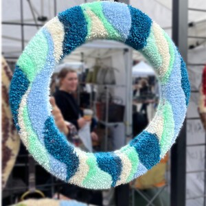 Handmade Circle Rug Mirror  [Salt Blue] Tufting rug custom rug
