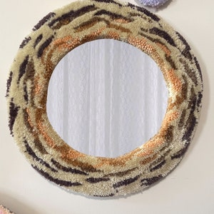 Handmade wall mirror rug [circle brown] Tufting rug custom rug