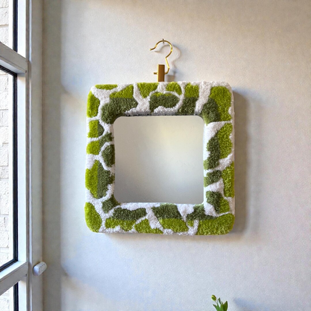 Handmade Wall Mirror Rug [green] Tufting Custom Hanging Mirror - Etsy