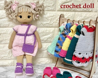 Crochet doll for Sale, Handmade Amigurumi doll clothes, crochet doll finished, doll shoes