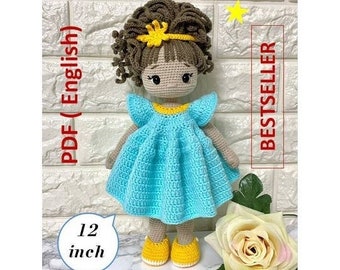 crochet doll pattern easy amigurumi doll in dress pattern cute doll in clothing pattern