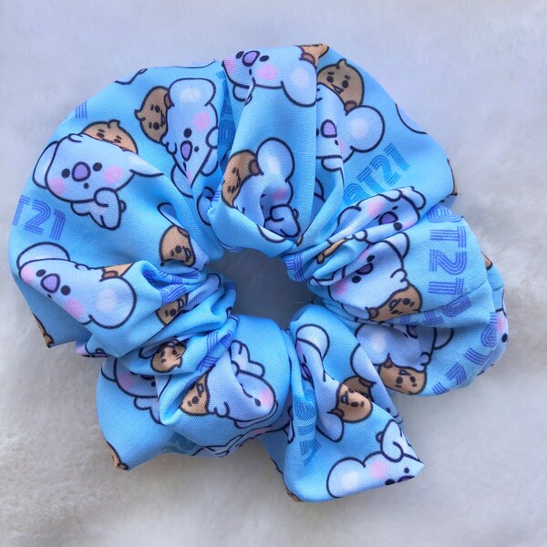 Handmade KPop BTS BT21 Baby Koya & Shooky Scrunchie: Cute Fabric Hair Accessory | BTS Merchandise | Perfect Gift for KPop and BT21 Fans