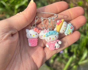 Marcadores de punto de gato kawaii hechos a mano / Accesorios de crochet para tejer