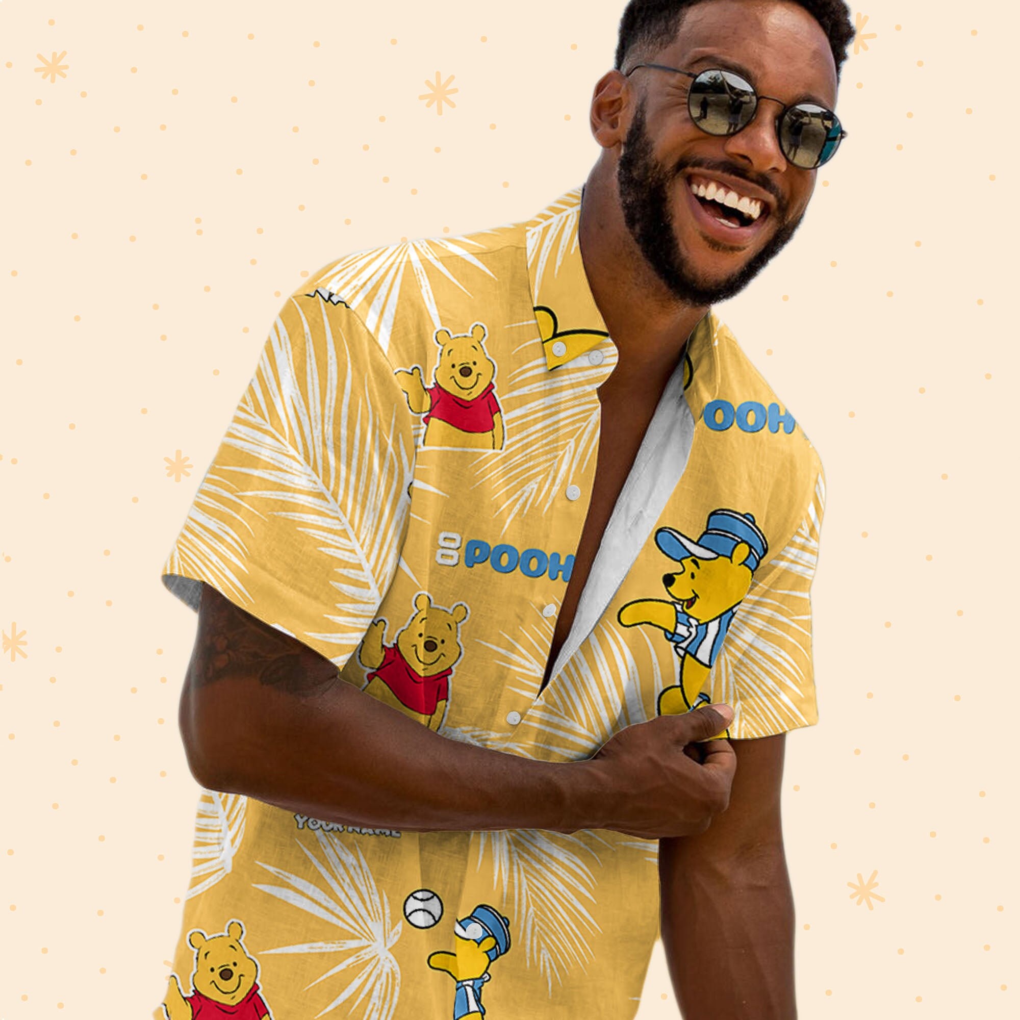 Discover Personalized Pooh Baseball yellow Blue Hawaiian