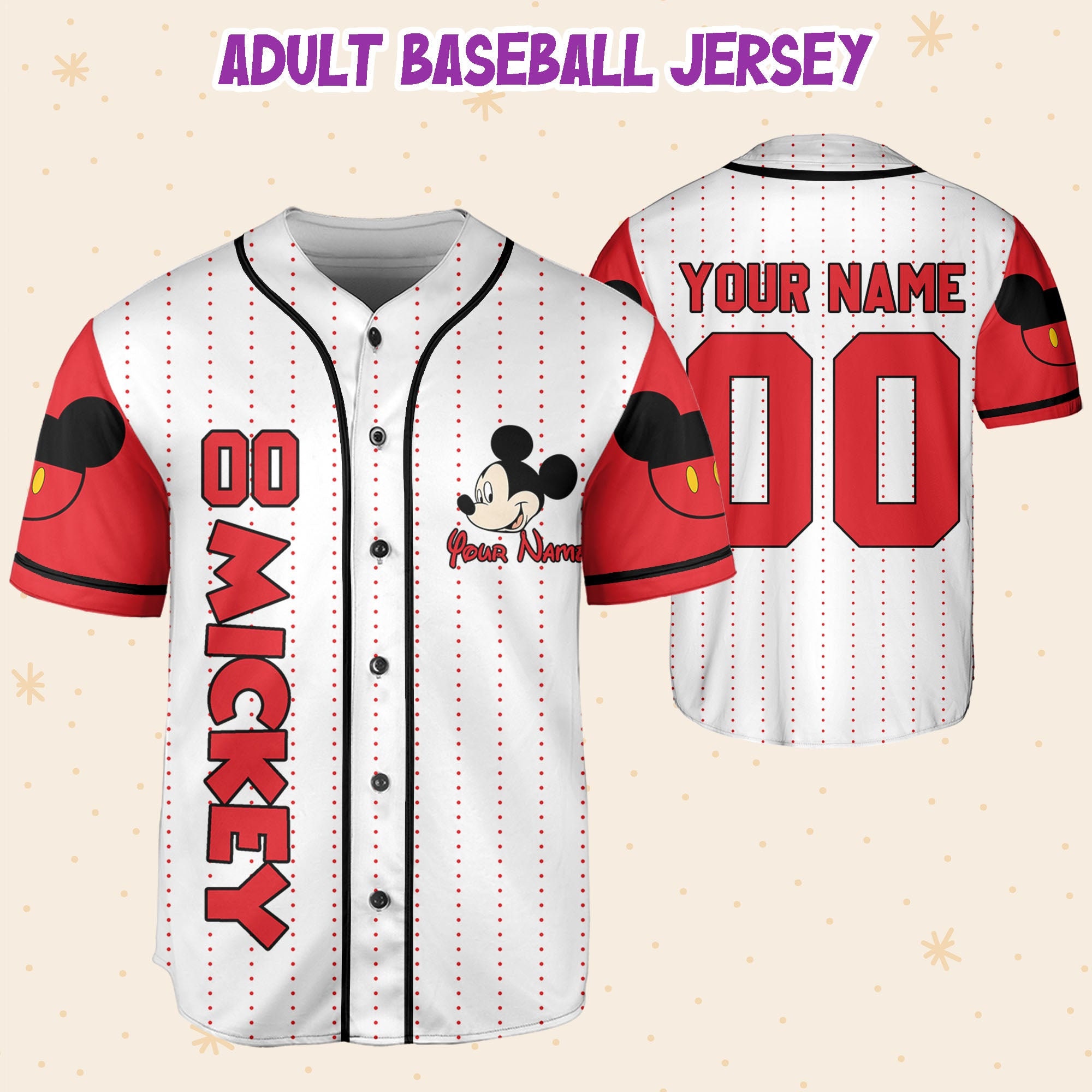 Discover Personalize Disney Mickey Symbol Red Baseball Jersey