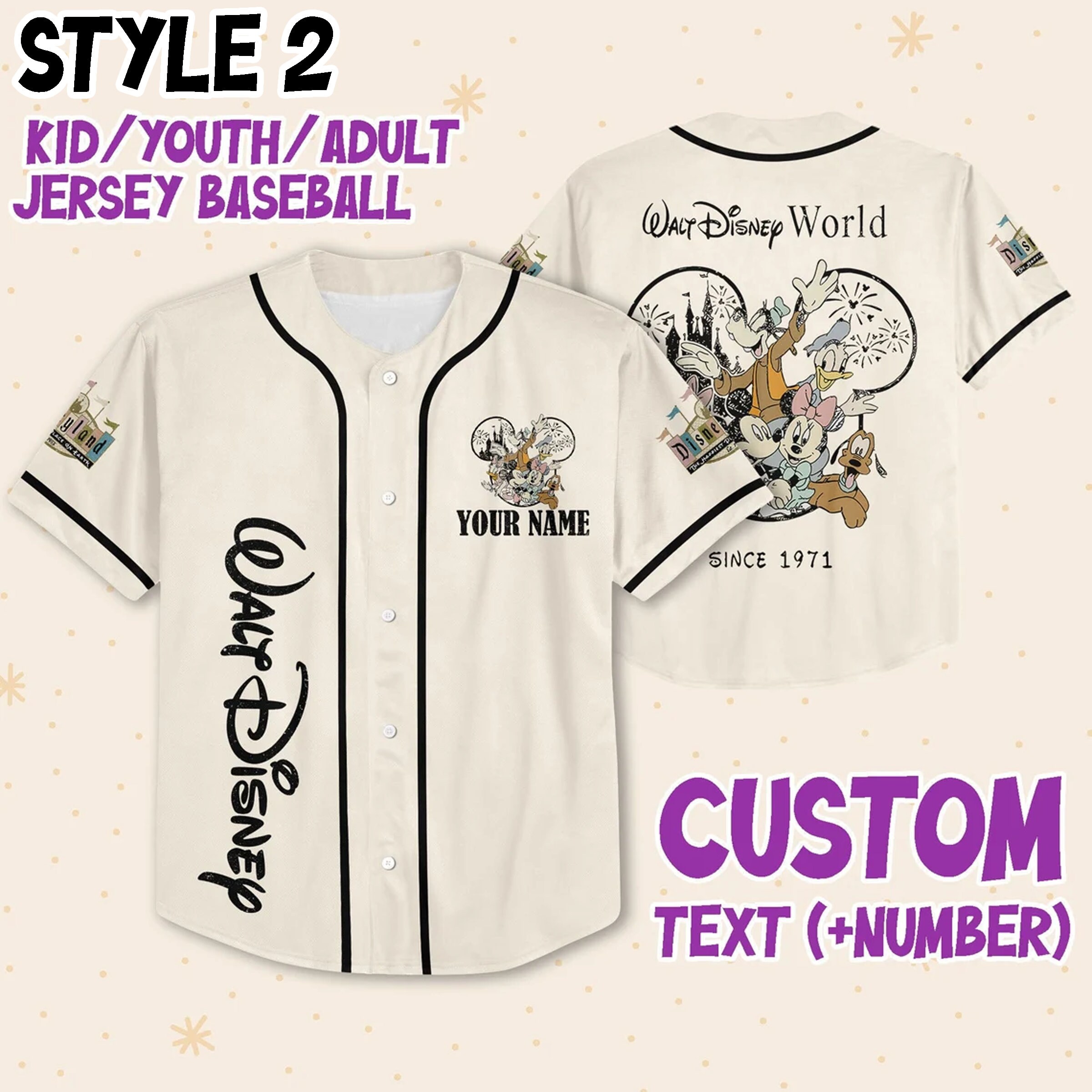 Custom Disney Baseball Jersey Team Disneyland Baseball Shirts Baseball