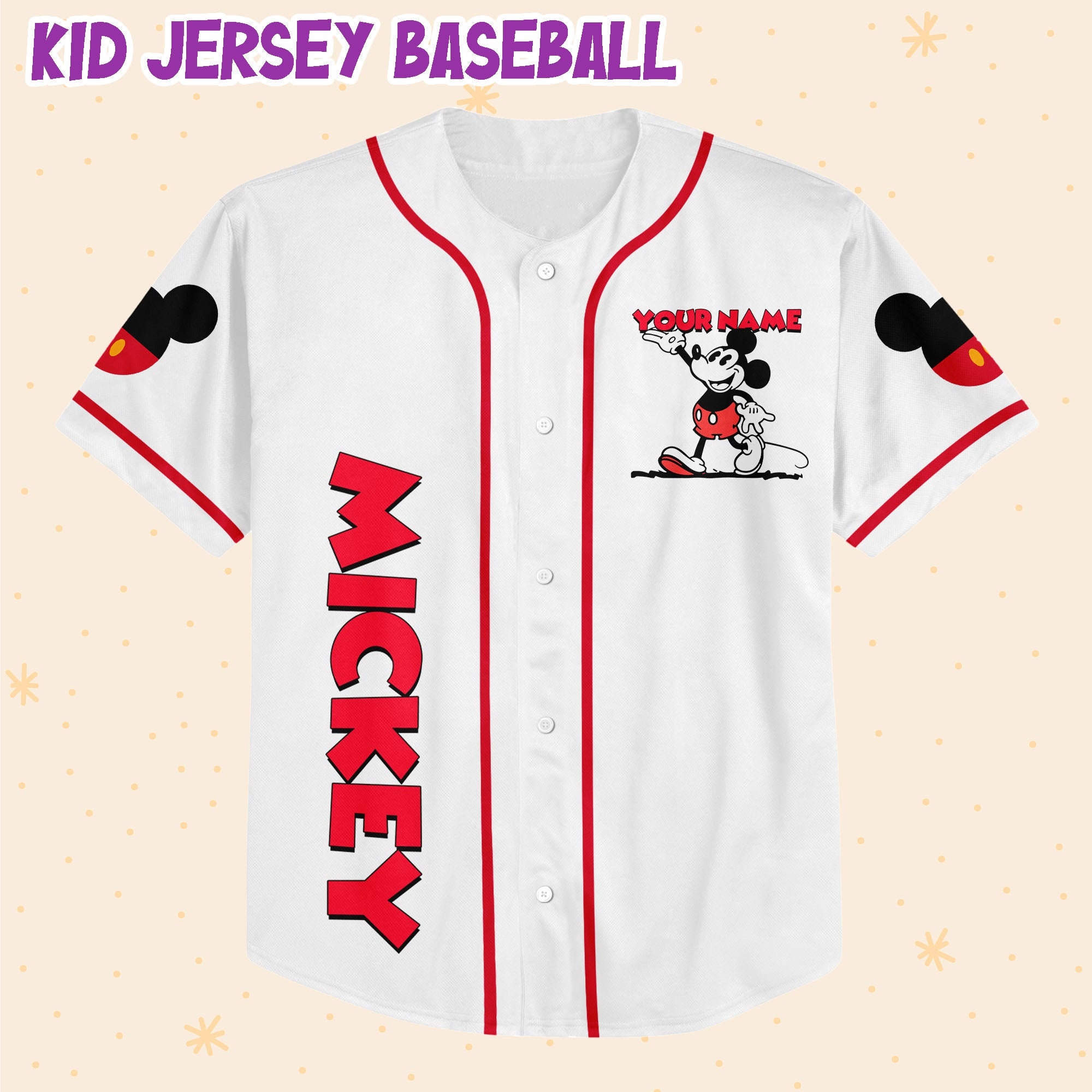 Discover Personalize Jersey Mickey Lucky Baseball Jersey, Disney Baseball Jersey