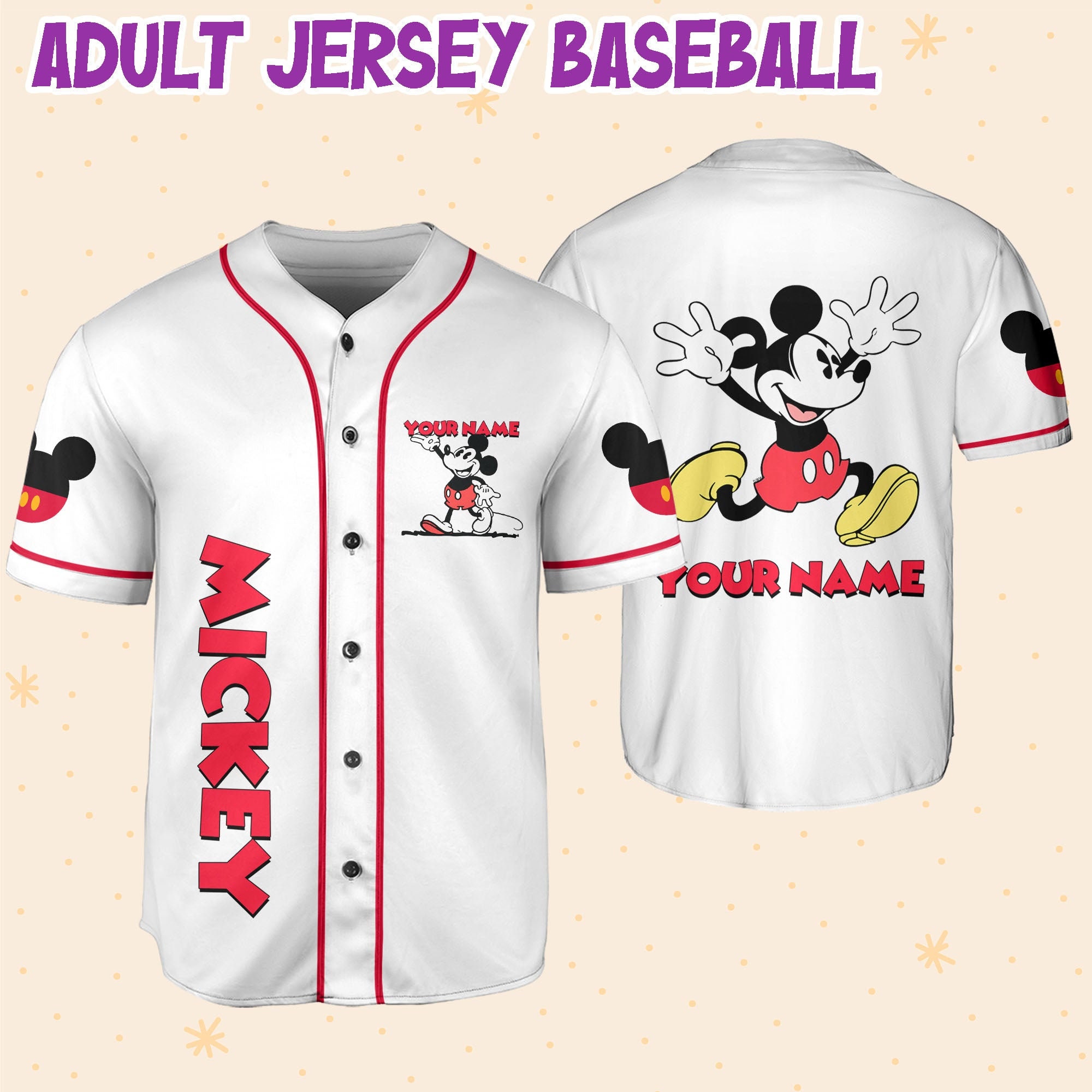 Discover Personalize Jersey Mickey Lucky Baseball Jersey, Disney Baseball Jersey