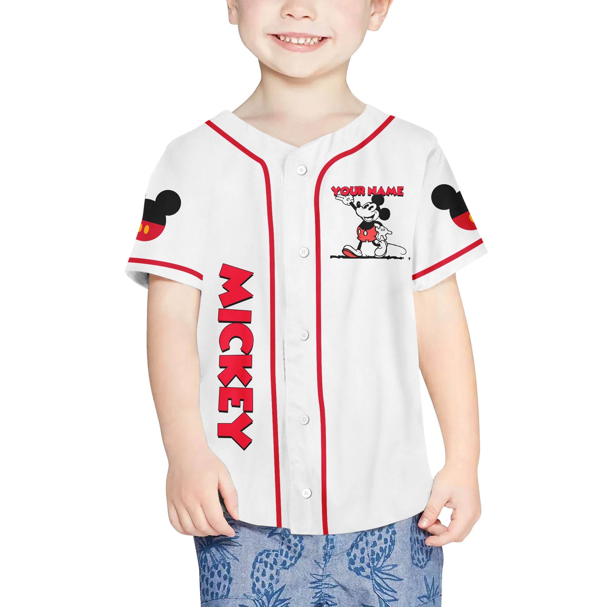 Discover Personalize Jersey Mickey Lucky Baseball Jersey, Disney Baseball Jersey