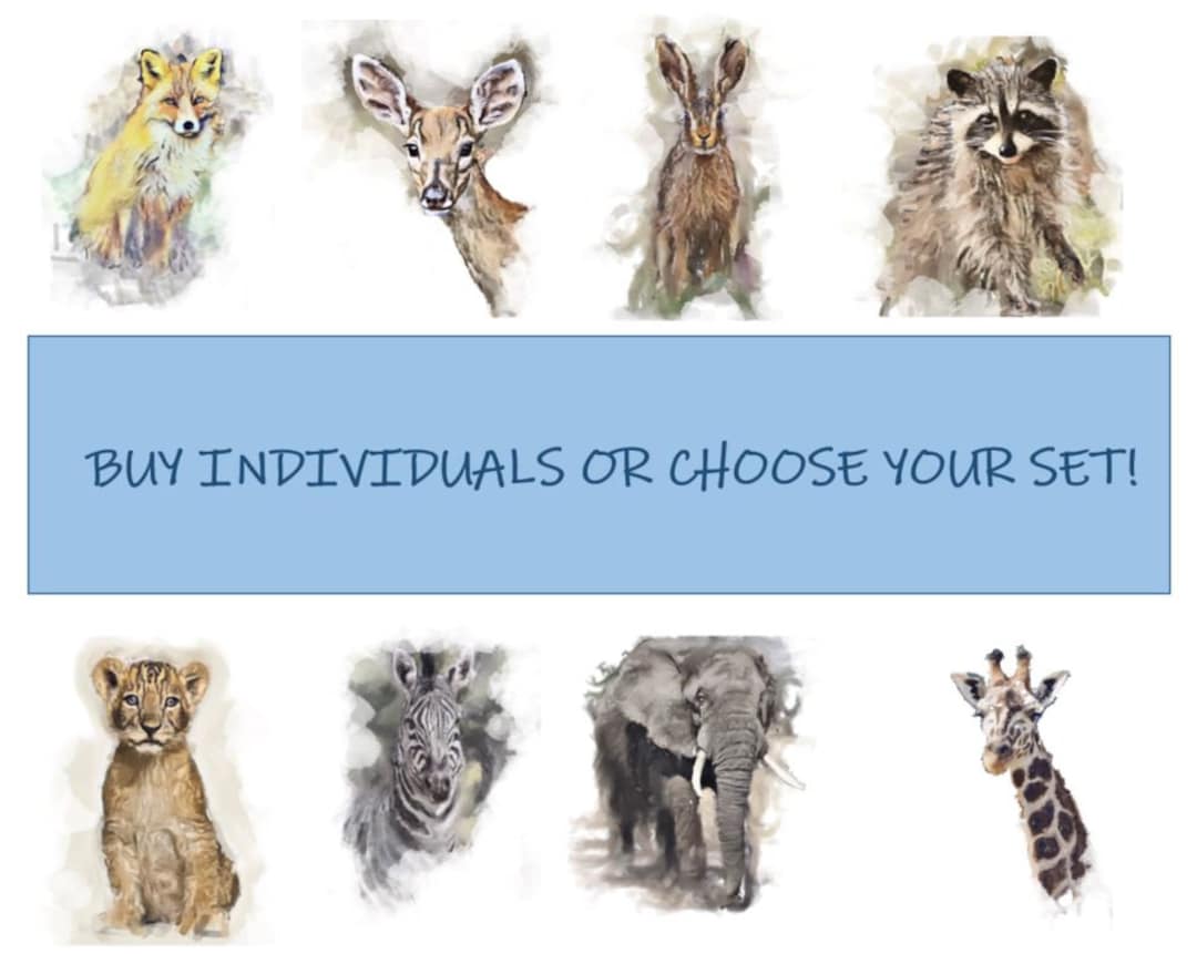 PRINTABLE Watercolor Animal Prints for Nursery Wall Art Decor Safari ...