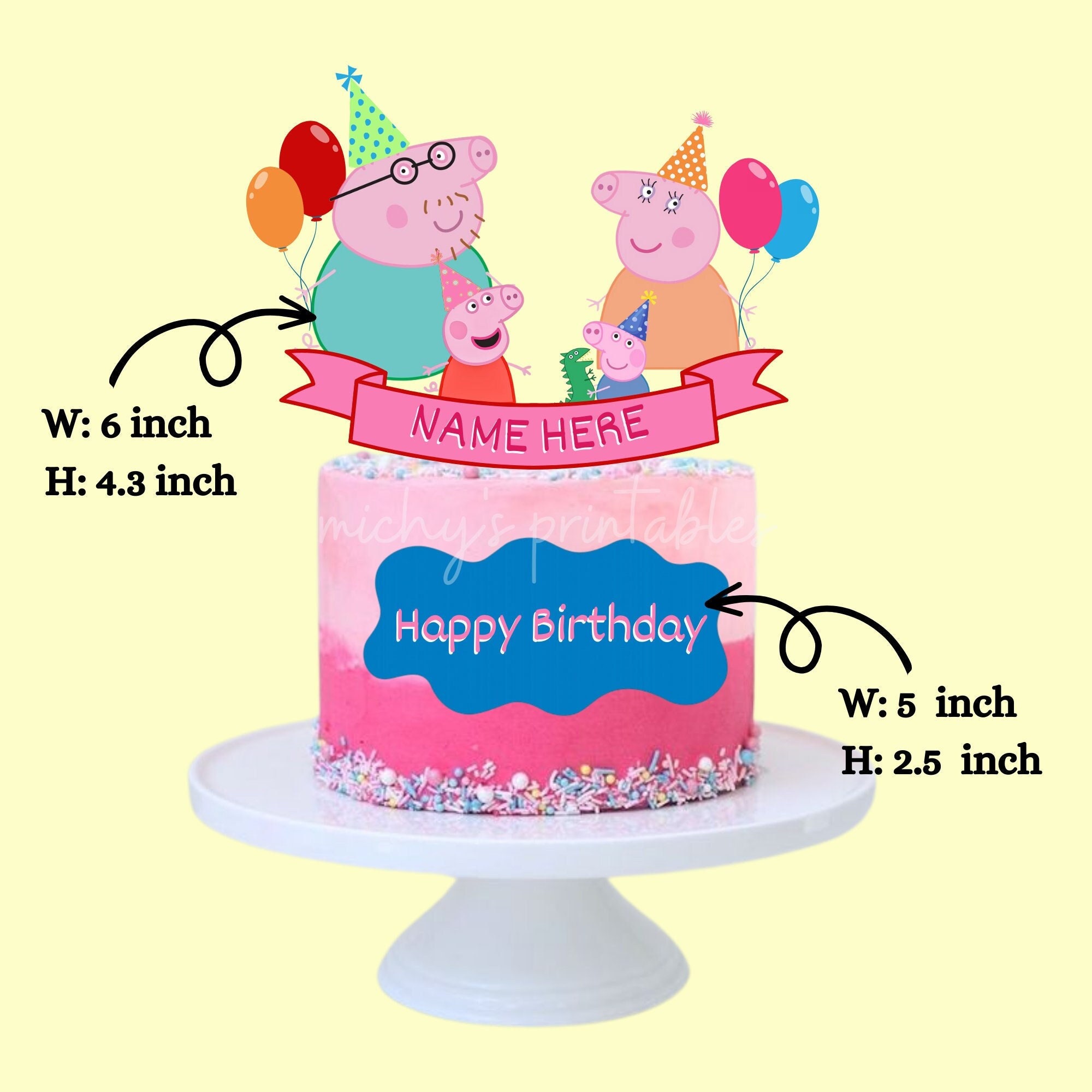 Peppa pig cake topper 🐷 – AnasPartyPaper