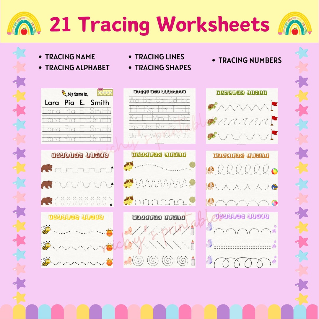 Tracing Practice, Tracing Name, Tracing Alphabet, Tracing Lines and