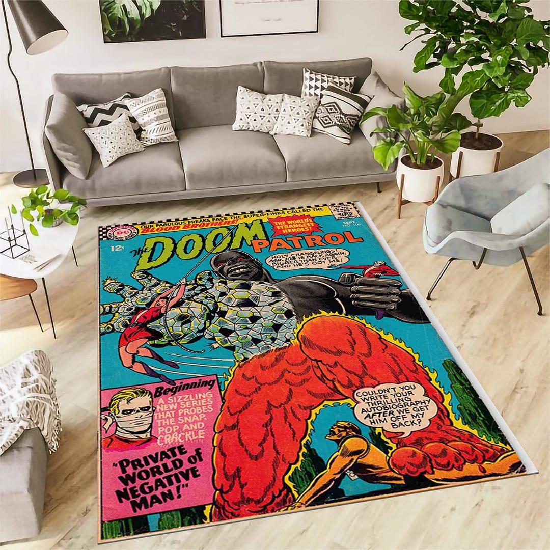 Dc Rug Doom Patrol Comic Cover Area Rug, Retro DC Comics Floor Carpet, Blood ...