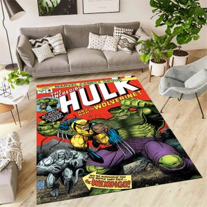 Incredible Hulk Comic Cover-vloerkleed, eerste verschijning van wolverine vloertapijt, klassiek Hulk vs Wolverine vs Wendigo statement-tapijt