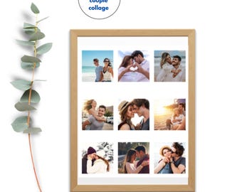 Couple photo collage template, photo collage gift,  custom photo collage, downloadable photo collage, editable photo collage