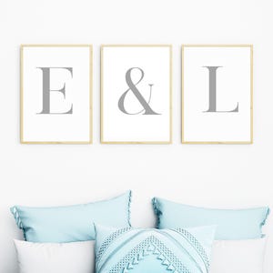 Couple Name Prints, Personalised Couple Initials, Set Of 3 Prints, Custom Prints, Bedroom Prints, Couple Initial, Digital Download
