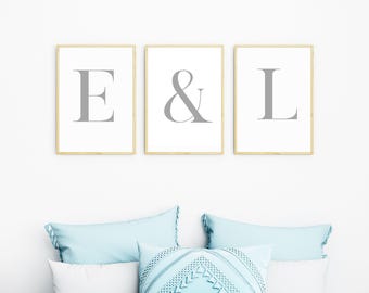 Couple Name Prints, Personalised Couple Initials, Set Of 3 Prints, Custom Prints, Bedroom Prints, Couple Initial, Digital Download