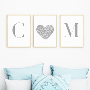 Couple Name Prints, Personalised Couple Initials, Set Of 3 Prints, Custom Prints, Bedroom Prints, Couple Initial, Digital Download