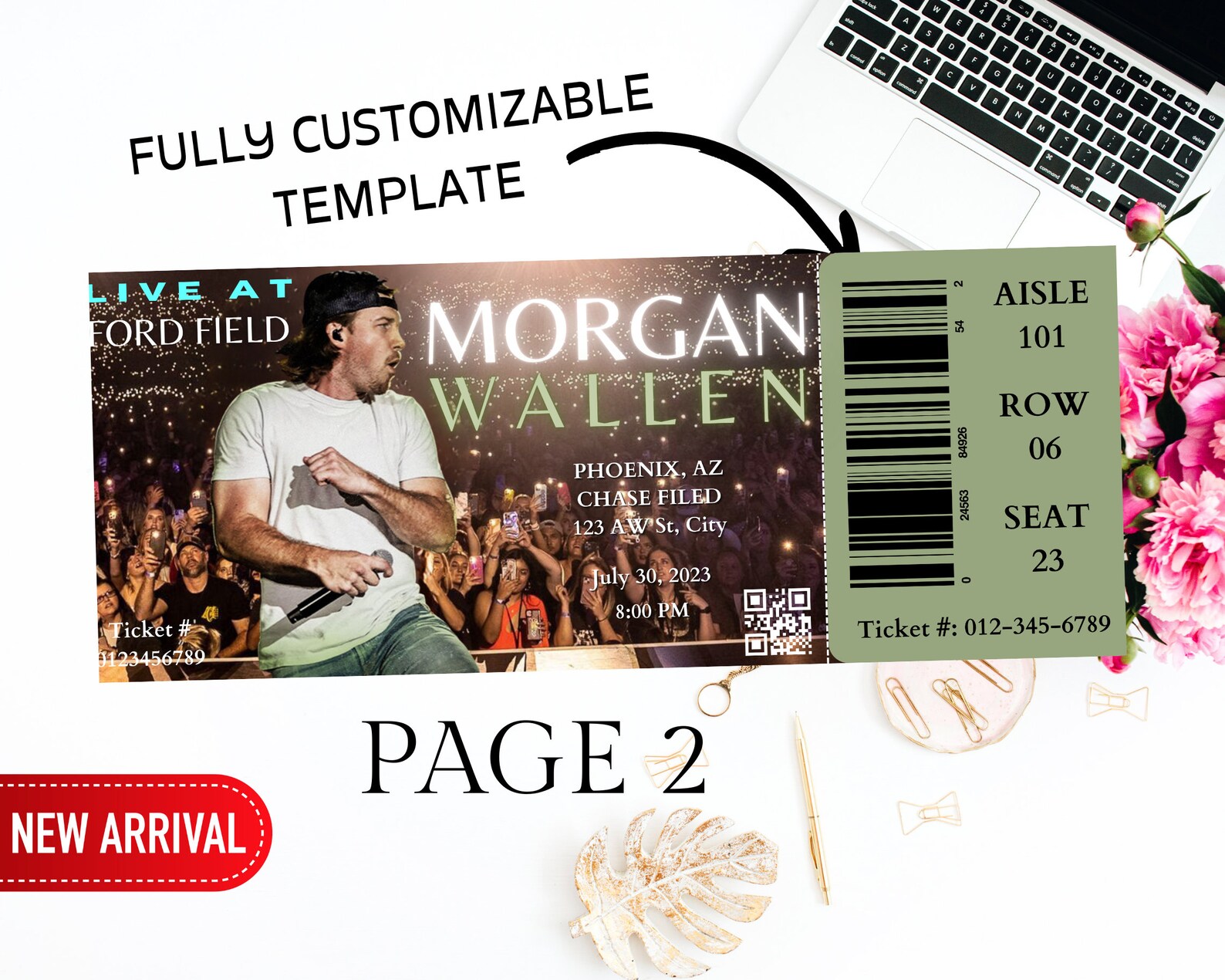 Editable Wallen Concert Ticket Template Concert Ticket Gift