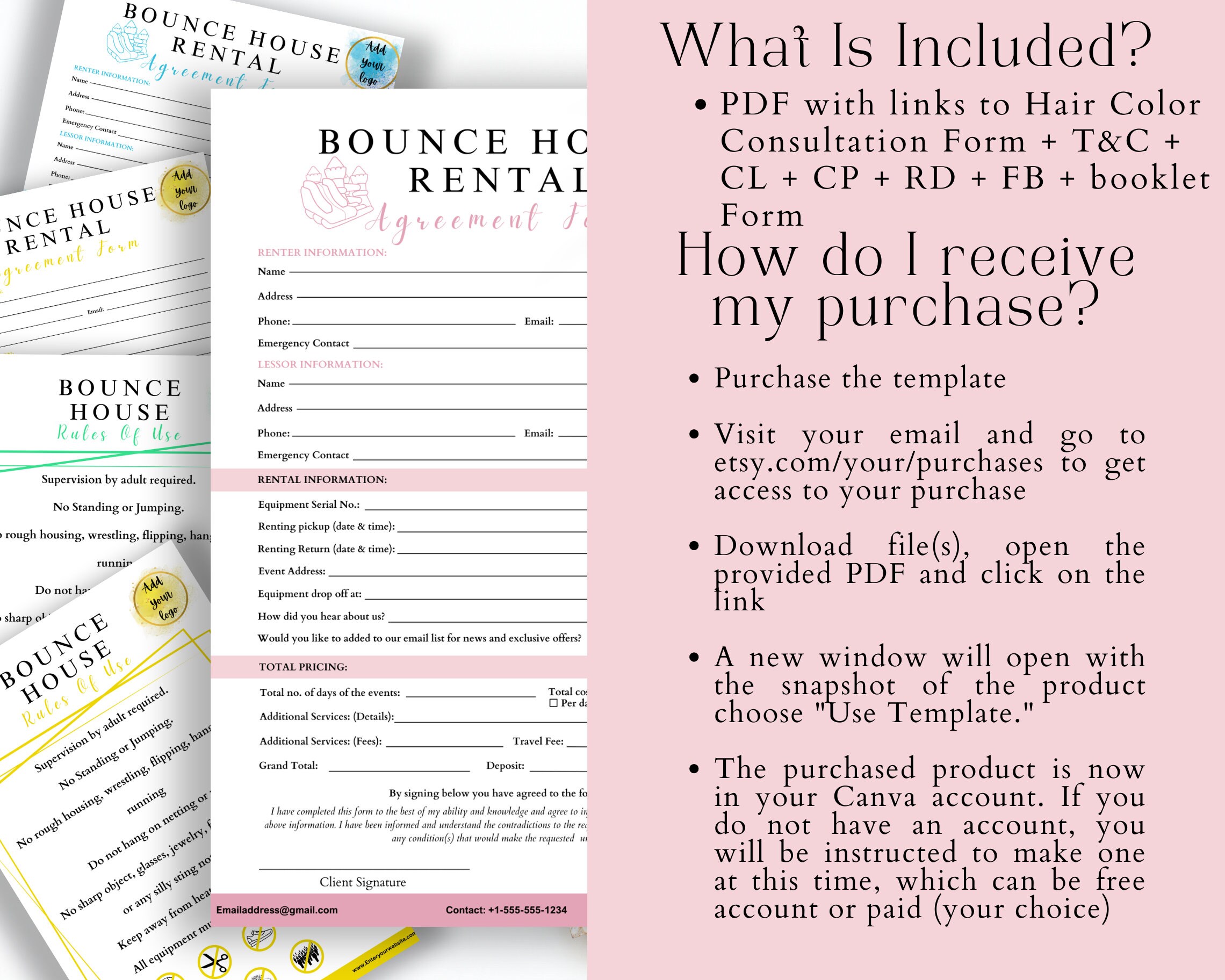 Bounce House Rental Contract Agreement Template Etsy